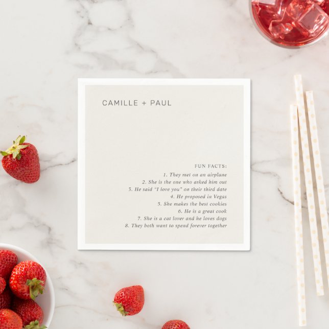 Stylish Neutral Minimalist Wedding Napkins (Insitu)