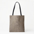 Stylish Neutral Taupe Floral Pattern with Monogram