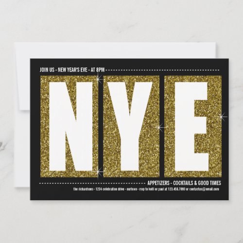 Stylish New Years Eve Cocktail Party Invitation