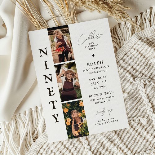 Stylish NINETY Photo Strip 90th Birthday 
