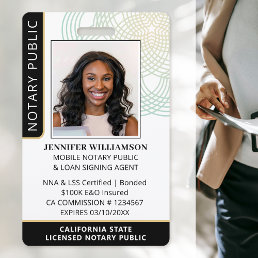 Stylish Notary Public Agent Photo QR Code ID Black Badge