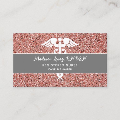 Stylish Nurse Rose Gold Pink Medical Business Card