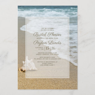 Stylish Ocean Beach Seashell Bridal Shower Invitation