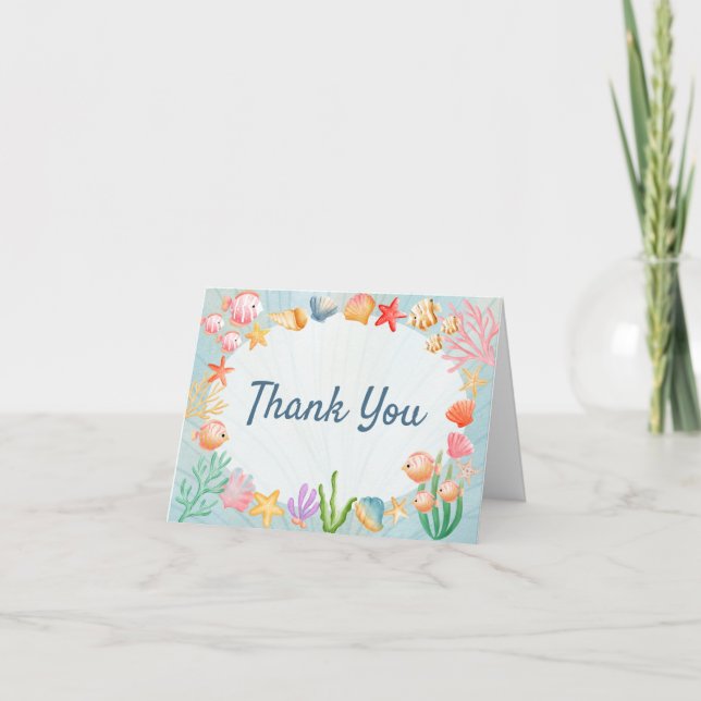 Stylish Ocean-themed Shell-ebrate Thank You Card  (Front)
