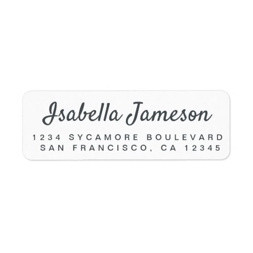 Stylish Off_Black Script White Return Address Label