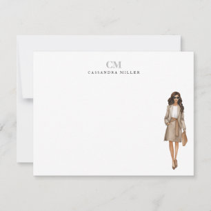 Stylish Office Fashion Professional Monogrammed Note Card