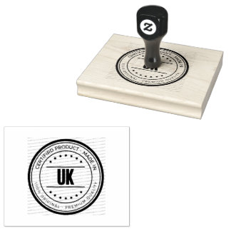 Stylish Office UK Logo Text Wooden Handle Black Rubber Stamp