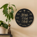 Stylish Oh Look It's Wine O'Clock | Wine Names Large Clock<br><div class="desc">The perfect clock for wine lovers! Make everyone hour wine o'clock with our stylish and trendy "Oh look it's wine o'clock" wall clock. The design features a modern and stylish typographic design with each hour represented with a different type of wine, displayed in stylish handwritten typography. The 12 is represented...</div>