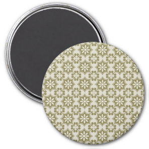 Stylish olive green Fleur de Lis repeating pattern Magnet