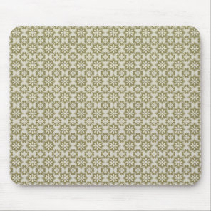 Stylish olive green Fleur de Lis repeating pattern Mouse Pad