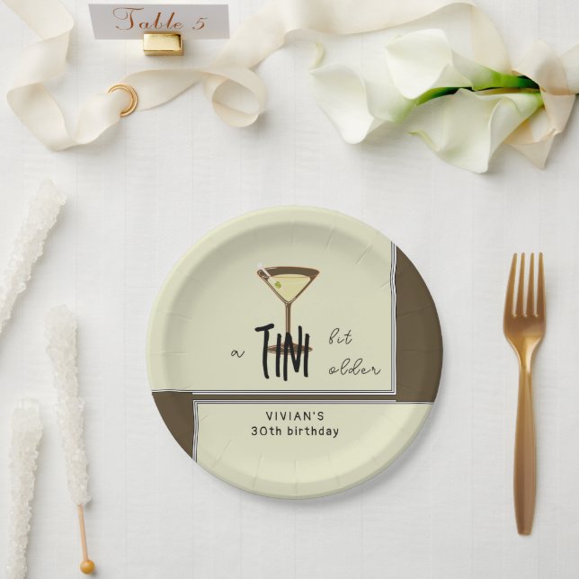 Stylish Olive Green Modern Birthday Paper Plates (Wedding)