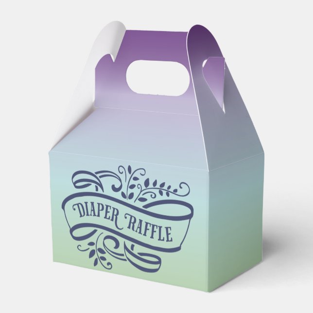 Stylish Ombre Baby Shower Diaper Raffle Favor Boxes (Back Side)