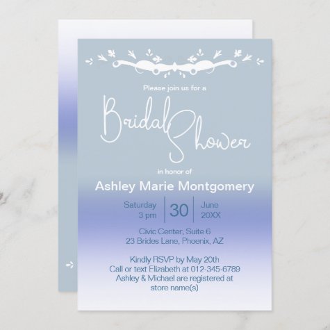 Stylish Ombre Blue Pastel Bridal Shower Template