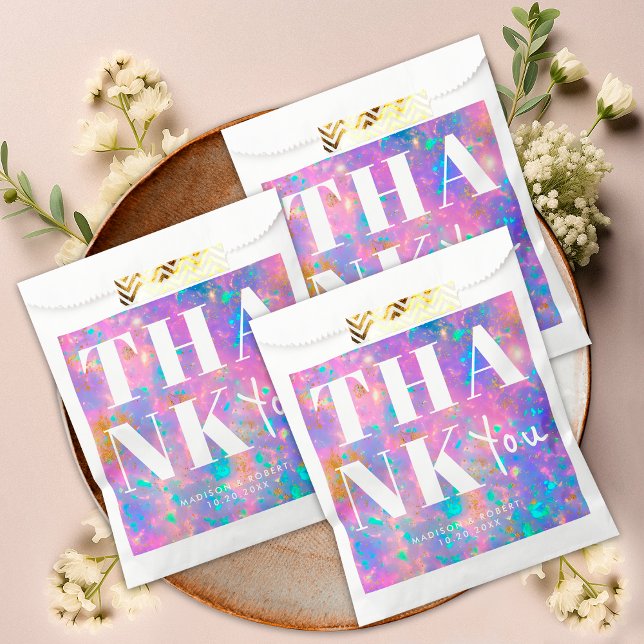 Stylish Opal Stone Modern Thank You Wedding Party Favor Bag (Creator Uploaded)