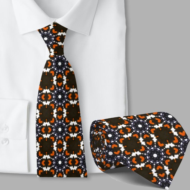 Stylish orange and black retro pattern neck tie (Creator Uploaded)