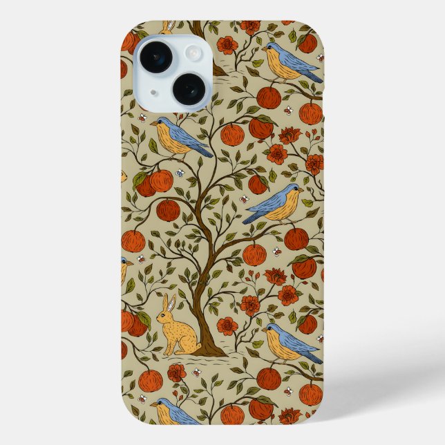 Stylish Orange Apples on Brown Trees Design Case-Mate iPhone Case (Back)