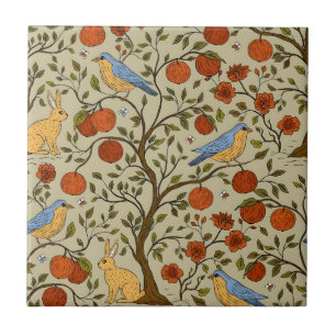 Stylish Orange Apples on Brown Trees Design Ceramic Tile
