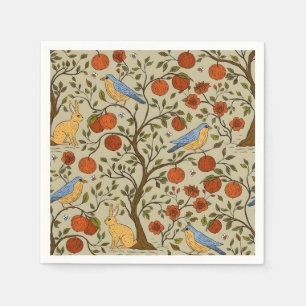 Stylish Orange Apples on Brown Trees Design Napkins