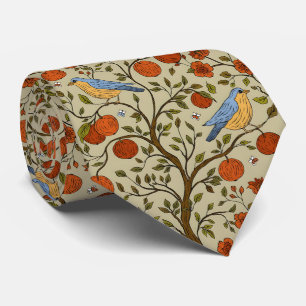 Stylish Orange Apples on Brown Trees Design Neck Tie