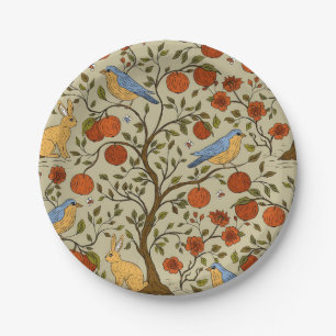 Stylish Orange Apples on Brown Trees Design Paper Plates