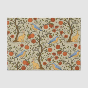 Stylish Orange Apples on Brown Trees Design Tissue Paper
