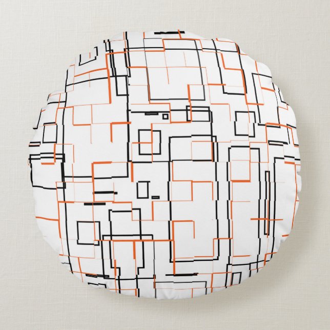 Stylish Orange Black Pattern Round Pillow (Front)