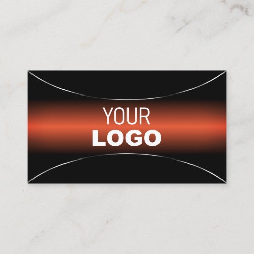Stylish Orange Black with Silver Border and Logo Business Card