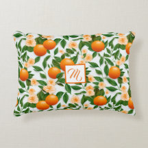 Stylish Orange Blossom Monogrammed Decorative
