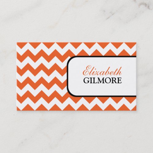 Stylish Orange Chevron Business Cards