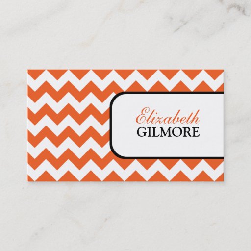 Customizable Stylish Orange Chevron Business Cards