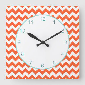 Stylish Orange Chevron Wall Clock