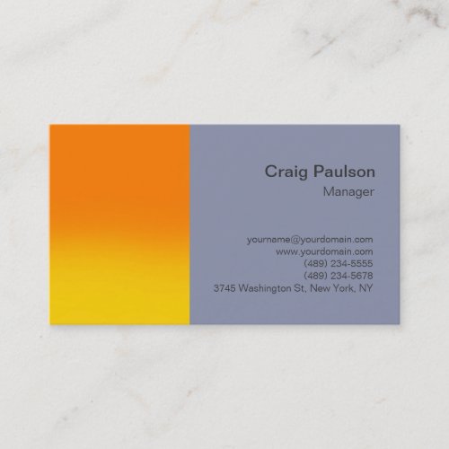 Stylish Orange Cool Grey Simple Business Card