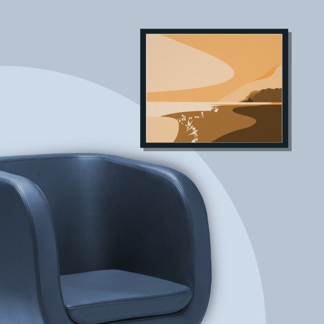 Stylish Orange Digital Art Beach Seascape Poster (Creator Uploaded)