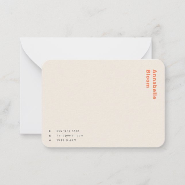 Stylish Orange Minimal Modern Trendy Note Card (Front)