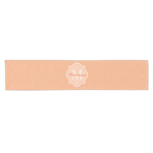 Stylish Orange Quatrefoil Monogram With Name Short Table Runner