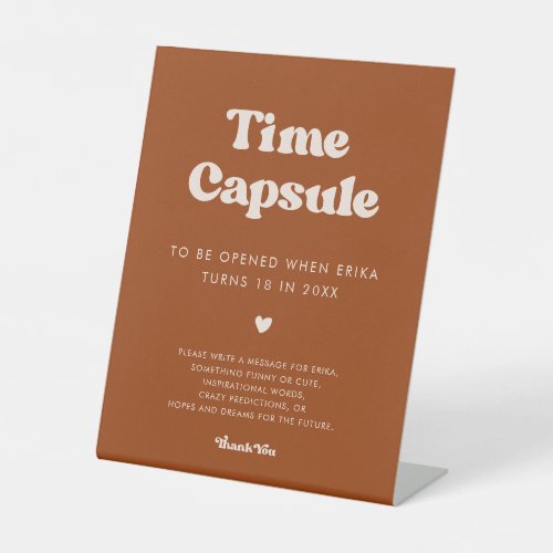 Stylish Orange Time capsule 1st Birthday sign