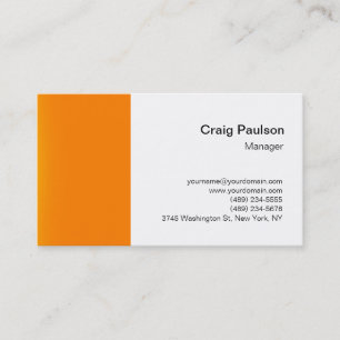 Stylish Orange White Plain Simple Business Card