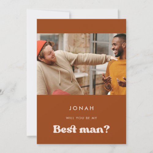 Stylish Orange Will you be my best man photo card