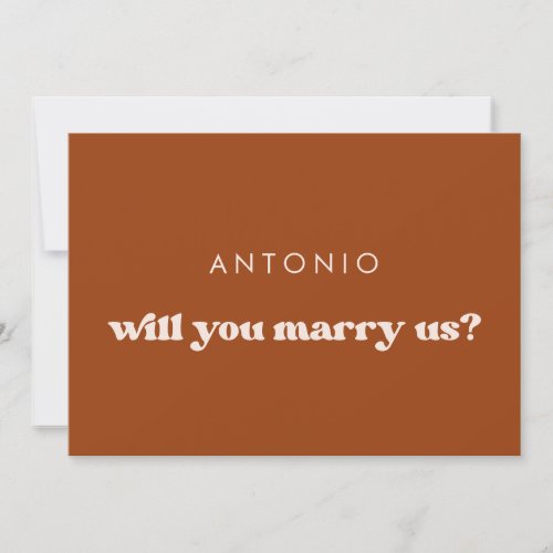 Stylish Orange Will you marry us proposal card