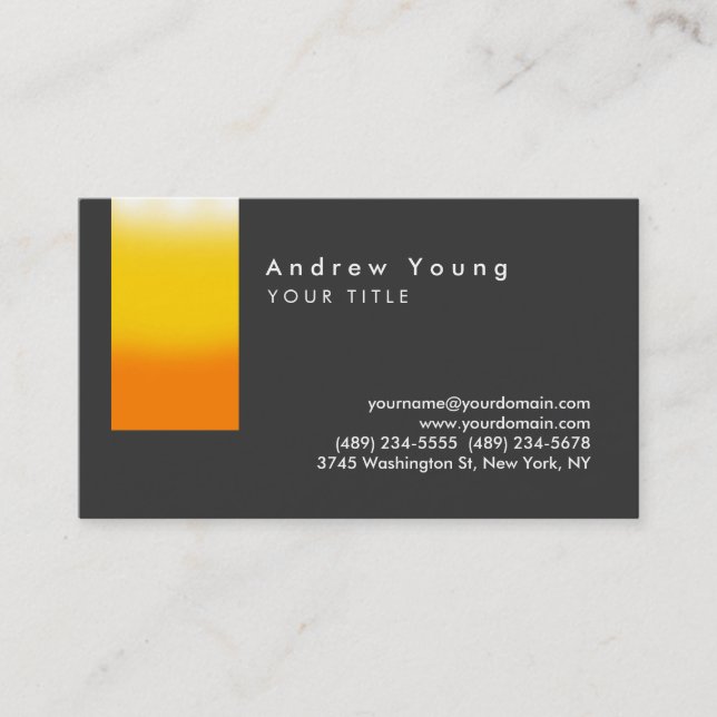 Stylish Orange Yelllow Gray Business Card (Front)