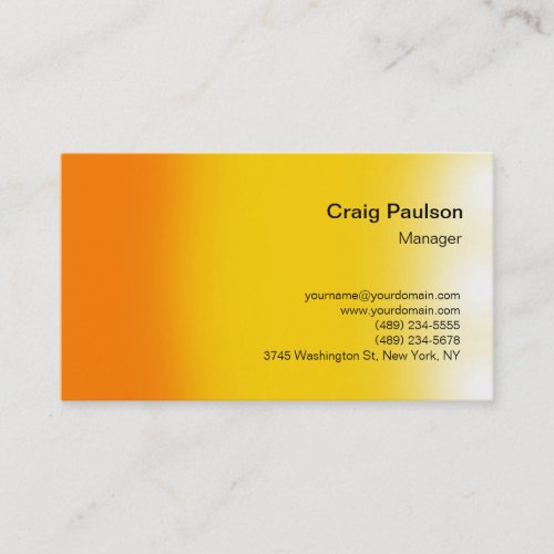 Stylish Orange Yellow Plain Simple Business Card