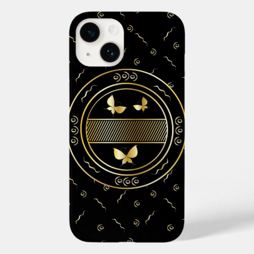 Stylish Oriental Golden Butterflies Case_Mate iPhone 14 Case