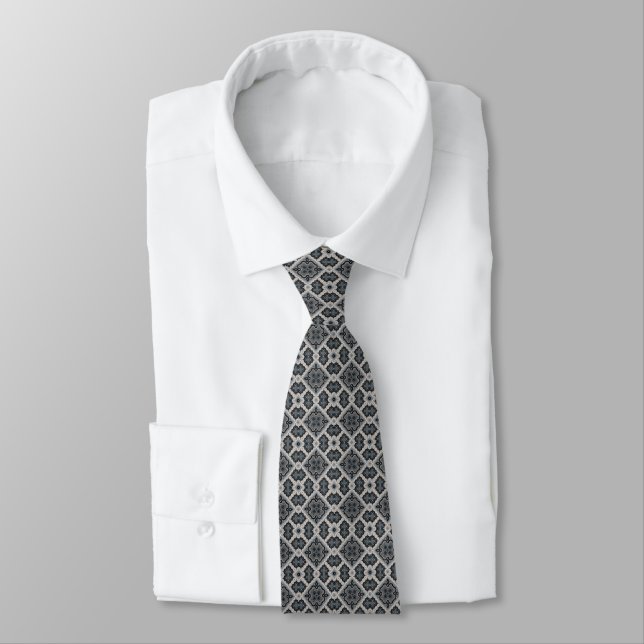 Stylish oriental ornament neck tie (Tied)
