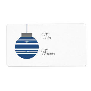 Stylish Ornament Holiday Gift Tags, Royal Blue Label