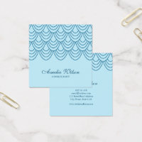 Stylish Outline Blue Geometric Pattern Square Business Card