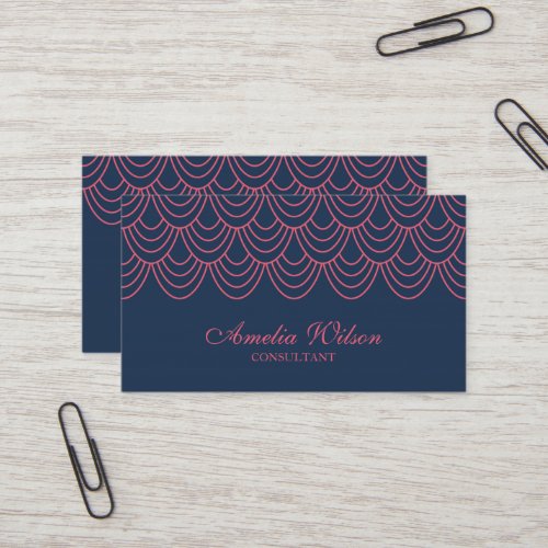 Stylish Outline Pink and Blue Geometric Pattern Business Card