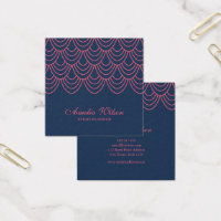 Stylish Outline Pink and Blue Geometric Pattern Square Business Card