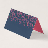 Stylish Outline Pink and Blue Geometric Place Card