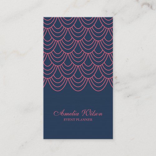 Stylish Outline Pink Blue Geometric Social Media Business Card