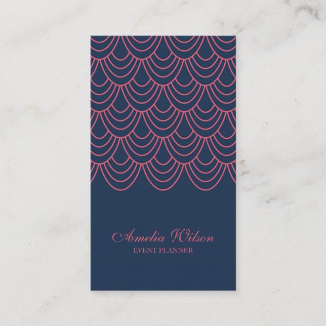 Stylish Outline Pink Blue Geometric Social Media Business Card (Front)